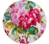 150 cm Tapis Rond pour Salon, Motif Fleurs Et Feuilles À L'Aquarelle Lumineuses - Antidérapant à Poils Courts Doux Chambre - Couleur pour entrée Chambre à Coucher Chambre d'enfant buanderie