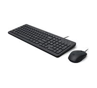 HP 150 Clavier et Souris avec câble USB de 100 cm, indicateur LED Verrouillage majuscules, 12 Combinaisons de Touches, Plug and Play, Souris capteur Optique 1600 dpi, Compatible avec Windows 11, Noir