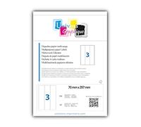 150 Étiquettes 70 x 297 mm Étiquette blanche adhésive personnalisables soit 50 feuilles de 3 étiquettes autocollantes 7 x 29,7 cm pour imprimante jet d'encre et laser Template Word code Herma 4657