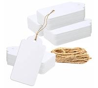 150 étiquettes-cadeaux kraft Blanc avec 30 mètres de ficelle de jute naturelle pour l’emballage d’artisanat (10 cm x 5 cm)