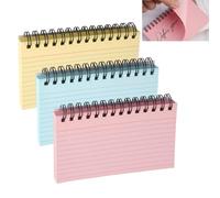 150 Feuilles Cartes de Révision Lignées, 12.5x8.5cm Cartes en Papier, Fiche Spirale, avec Couverture Transparente, 3 Colores Cartes de Repère Faciles à Retourner pour Réunion de Bureau, école, Mémoire