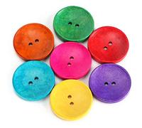 150 gros boutons en bois, boutons colorés en bois mélangé de 3 cm avec 2 trous boutons décoratifs ronds pour bricolage artisanat vêtements accessoires boutons de couture décoration