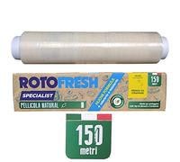 150 Mètres de Film Alimentaire Professionnel, Biodégradable et Compostable CERTIFIÉ, Résistant, Elastique et Adhésif, Papier Alimentaire Ecologique