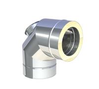 Ø 150 mm Jeremias DW FU Angle 90° avec ouverture de nettoyage pour huile et gaz finition miroir