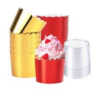 150 Paquets Moule Cupcake, Grandes Moules à Cupcakes Et Muffins En Papier Sulfurisé, Or Argent Rouge Jetables Pour La Décoration Des Fêtes De Bébé Noël Mariage Anniversaire Du Fond 2,36 Pouces
