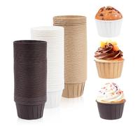 150 Pcs Caissette Muffins Papier, Caissettes Cupcake, Moules à Cupcakes et Muffins, Moule Muffin Papier Cuisson Gâteau, Moules à Muffin en Papiers pour mariages anniversaires Noël fêtes (3 couleurs)