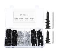 150 Pcs Chevilles pour Plaques de Plâtre et Vis Beton, Chevilles Autoperceuses en Métal avec Vis Autoforeuse, Cheville Beton et Vis Chevilles pour Plaque de Plâtre Fixations Béton Briques(Noir)
