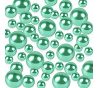 150 Pcs Floating Beads For Vase,Water Beads For Vase,Shiny Faux Pearl,No Hole Floating Beads,For Carnival,Jewellery Making,Diy,Necklaces,Bracelets,8/14/20 Mm (Green)
