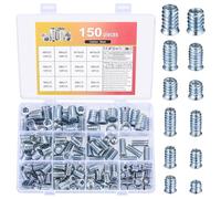 150 Pcs Insert Fileté Bois Metal, M6 M8 M10 écrous Insert à Visser, Inserts Filetés Métal, Écrous à Visser Hexagone Interne Manchons à Visser, Insérer écrou Filetage Manchon pour Meubles en Bois
