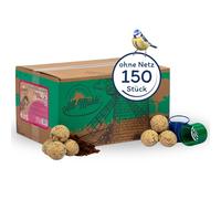 150 pcs. Lyra Pet® Boulettes de mésanges du moulin de l'Alb - céréales complètes & fruits sans filet à 85 g + 2 distributeurs