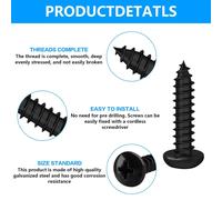 150 Pcs M5 Vis Bois Autotaraudeuses à Tête Bombée,Vis à Bois Noires,Visser Autoperceuses,Visser à Tête Ronde Cruciforme pour Meubles Métal,M5x16mm