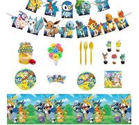 150 pcs Pokemon Decoration Anniversaire, Deco Anniversaire Vaisselle Kit pour Enfants, Thème Dessin Animé