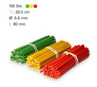 150 pcs Set multicolore de bougies en cire d'abeille 3 couleurs N60 20,5 cm : jaune, vert,rouge