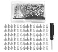 150 Pcs Spikes Studs, Cône Spikes Rivets Décoratifs Punk, Studs Clous à Pointes Punk en Métal Argenté pour Bricolage Sacs Vêtements Bracelet en Cuir Artisanat Collier avec Tournevis