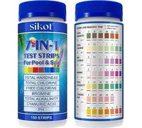 150 Pièces 7 en 1 Testeur pour Eau de Piscine et Spa,Bandelettes de Test pour Piscine Chlore Libre,Le Chlore Total,Le Brome, la dureté Totale,l’alcalinité Totale,l’Acide cyanurique et Le pH