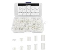 150 pièces ABS rondelles rondes combo Kit, M3 M4 vis nylon sans vis entretoise de support de colonne avec boîte en plastique (Blanc)