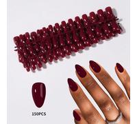 150 pièces Autocollants pour nail art en forme d'amande de couleur prune rouge du Moyen-Orient, créez des designs parfaits pour les ongles. Excellente adhérence, longueur moyenne, matériau acrylique, 