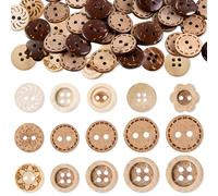 150 Pièces Boutons de Noix de Coco, 11.5/12.5/15/20/23 Mm Marron Bouton en Bois, 2/4 Trous Boutons en Coquille de Noix de Coco Bouton Mercerie pour Artisanat Scrapbooking Couture