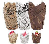 150 Pièces Caissette Muffins Papier Tulipe, Moule Muffins Papier, Caissettes Cupcake,Moule Papie Muffin Cuisson, Caissettes de Muffns en Papir Tulipes pour Mariage, Anniversaire, Fête