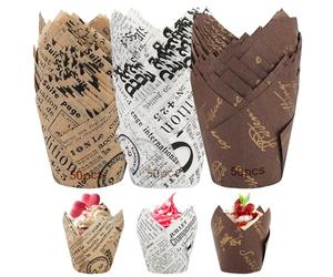 150 Pièces Caissette Muffins Papier Tulipe, Moule Muffins Papier, Caissettes Cupcake,Moule Papie Muffin Cuisson, Caissettes de Muffns en Papir Tulipes pour Mariage, Anniversaire, Fête