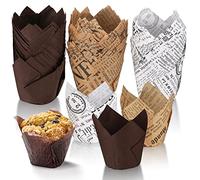 150 Pièces Caissettes de Muffins en Papier Tulipes, Moules à Muffins, Tasses de Cuisson, Emballages de Cupcakes