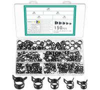 150 Pièces Colliers de Serrage à Ressort, Clips à Ressort Tuyau Serre-Joints à Tuyaux Ajustable Colliers de Clip à Ressort pour Tuyau Durites(Noir,6mm/7mm/8mm/9mm/10mm)