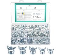 150 Pièces Colliers de Serrage à Ressort, Clips à Ressort Tuyau Serre-Joints à Tuyaux Ajustable Colliers de Clip à Ressort pour Tuyau Durites(Argent,6mm/7mm/8mm/9mm/10mm)