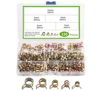 150 Pièces Colliers de Serrage à Ressort, Pinces de Ressort Pour Conduites, Fixation de Collier de Tuyau de Vide de Silicone de Tube Dair de Tuyau Deau - 6mm/7mm/8mm/9mm/10 mm