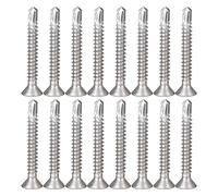 150 Pièces de Tôle de 4.2 x 32 mm Vis Autotaraudeuses en Tôle, Acier Inoxydable 410 Vis à Tête Plate Phillips, pour Métal Bois Meubles Appareils électriques Produits