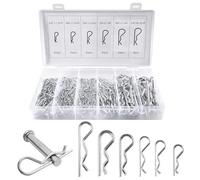 150 Pièces Goupilles en R de Retenue, 6 Taille Goupille Fendue de Fixation en Acier Zingué, Assortiment de Goupilles à Ressort de Fixation,pour Voitures,Mécaniciens,Ateliers,Équipement de Puissance