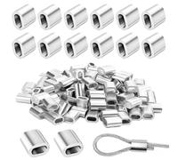 150 Pièces Manchon en Aluminium M4 Clip à Sertir en Aluminium Ovale Manchon de Boucle Manchons de Câble en Aluminium Ferrules à Virole pour Câble Métallique et Câble de 4mm de Diamètre