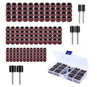 150 Pièces Manchons Abrasifs, Tambour de Ponçage, Comprenant 144 Bandes de Ponçage et 6 Rouleaux Abrasifs pour Dremel Outil Rotatif