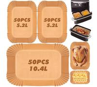 150 Pièces Papier Cuisson Air Fryer Ninja 10.4L, Papier Sulfurisé pour Air Fryer Compatible avec Ninja Foodi Flex Air Fryer AF500EU, Contient 50pcs (10.4 L) et 100pcs (5.2 L)