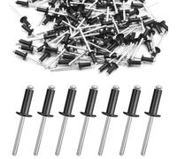 150 Pièces Rivets Aveugles en Aluminium, 4.8mm x 20mm Rivets Pop en Aluminium à Tête Large Rivet Aveugle pour Métal Bois Bateaux et Meubles (Noir)