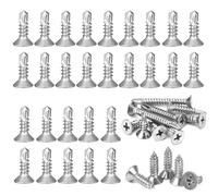 150 Pièces Vis Autoforeuse Metal, M4,2x16 mm Vis Autotaraudeuse en Tôle, Acier Inoxydable 410 Vis à Tête Plate Phillips, Vis à Tête Cylindrique Phillips en Métal pour Fixation de Tôle Métal Bois