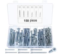 150 Pièces Vis de Confirmation à Tête Plate et Hexagonale M5/M6/M7 pour Meubles Armoire Placard, Zinc Blanc