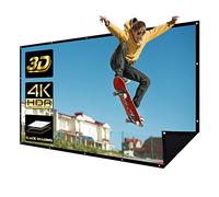 150 Pouces Écran de Projecteur en Polyester 16: 9 Écran de projecteur frontale 4K 3D et dos noir pour l'école cinéma maison cinéma intérieur extérieur avec 20 Crochets 1 Corde 1 Sac Portable(150 inch)