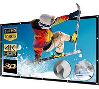 150 Pouces Écran de Projection Écran de Projecteur en Toile Full HD 3D 16 9 Portable pour Vidéoprojecteurs Home Cinema/Plein Air, 16 Œillets Métalliques (332x187cm)