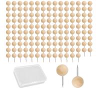 150 Punaises À Billes Et 1 Boîte De Rangement, Punaises en Bois, Punaises De Fixation en Papier, Punaises pour Cartes, Punaises De Marquage