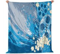 150 x 200 cm Couverture Polaire Flanelle, Bleu Gris Abstrait Projecteur Pop-Corn Lignes Imprimé Automne Chaude Douce Couvertures en Sherpa de Lit Couvre-lit Jeté de Canapé, Convient Adulte et Enfant