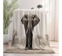 150 x 200 cm Couverture Polaire Super Douce - Jeté de Canapé Motif Moderne Animaux Éléphants, Couverture Double Face Sherpa Extra Épaisse et Chaude pour Canapé ou Salon Blanc