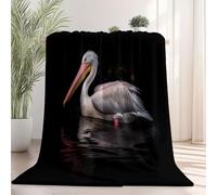 150 x 200 cm Couverture Polaire Super Douce - Jeté de Canapé Motif Moderne Animaux Pélican, Couverture Double Face Sherpa Extra Épaisse et Chaude pour Canapé ou Salon Noir