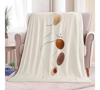 150 x 200 cm Plaid Couverture Polaire Lignes Simples Bohèmes, Douce Moelleuse Flanelle Lit Jeté Canapé Convient Adultes et Enfants Rester Chaud Hiver, Crème