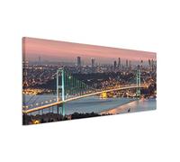 150 x 50 cm Toile sur châssis Istanbul Le Bosphore Pont Ville Lumières Nuit sur Toile comme panoramique