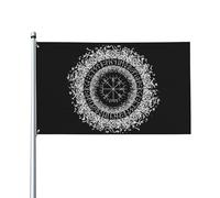150 x 90 cm - Drapeau viking Vegvisir avec boussole runes pour maison, pelouse, décoration de cour, bannières de bienvenue avec 2 œillets métalliques, utilisation en intérieur et en extérieur
