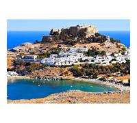 1500 (57x87cm)-Piece Adult Jigsaw Puzzle, Lindos Castle of Rhodes in The Mediterranean Sea, Greece, Youth Game Toy