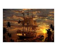 1500(57x87cm)-Piece Adult Puzzle, Sailboat Wood Puzzle Under The Sunset, Brain-Teasing Game and Intellectual Challenge for Teenagers and Children, Gift