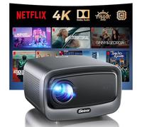 [1500 ANSI/Auto Focus/Built-in APPS] Smart Projector 4K with WiFi 6 and Bluetooth 5.3, 6D Keystone Outdoor Movie Projector with Netflix& 36W Dolby Audio Plus HDR10+ Home Theater Ceiling