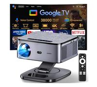 【1500 ANSI/Google TV/Autofokus】 XIWBSY Videoprojecteur 4K Supporté, 38000 Lumen FHD, 360° Rotation, Projecteur Video 4K Contrôle Vocal, Retroprojecteur WiFi6 Bluetooth