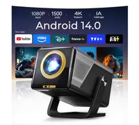 1500 ANSI Smart Vidéoprojecteur Assistant Vocal IA/Contrôle App/Hi-FI Audio | X7 Intelligent Projecteur 1080P Natif Compatible 4K, Auto Focus/Keystone,Android 14/WiFi/Bluetooth, 200" Display,Noir-Or Luxe